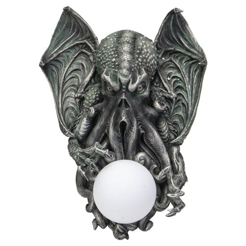 Decorative wall light Cthulhu wall lamp sculptural gothic horror with glowing orb H. P. Lovecraft’s Cthulhu Mythos