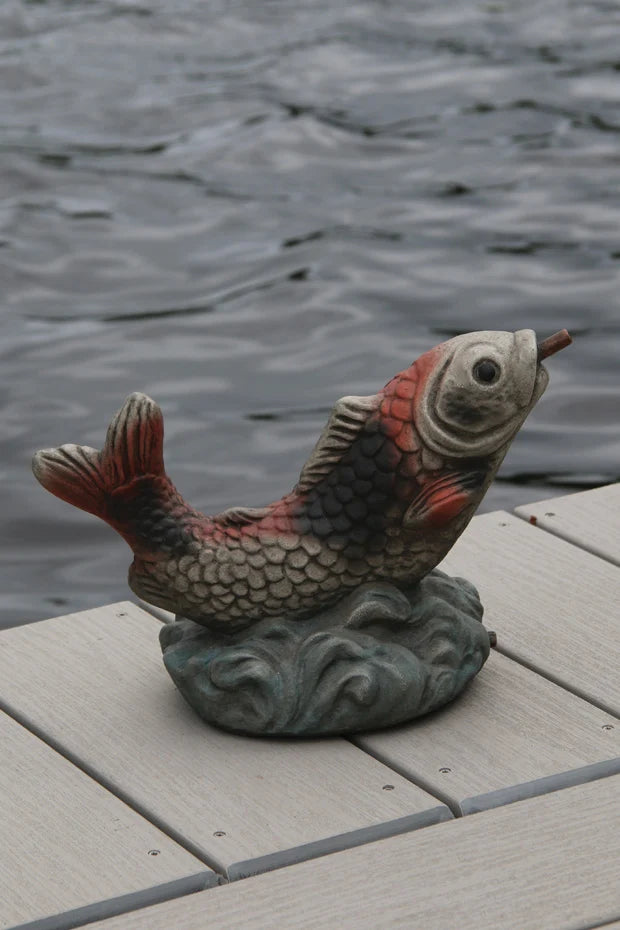 carp water feature piped outdoor pond statue