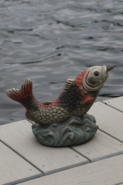 carp water feature piped outdoor pond statue