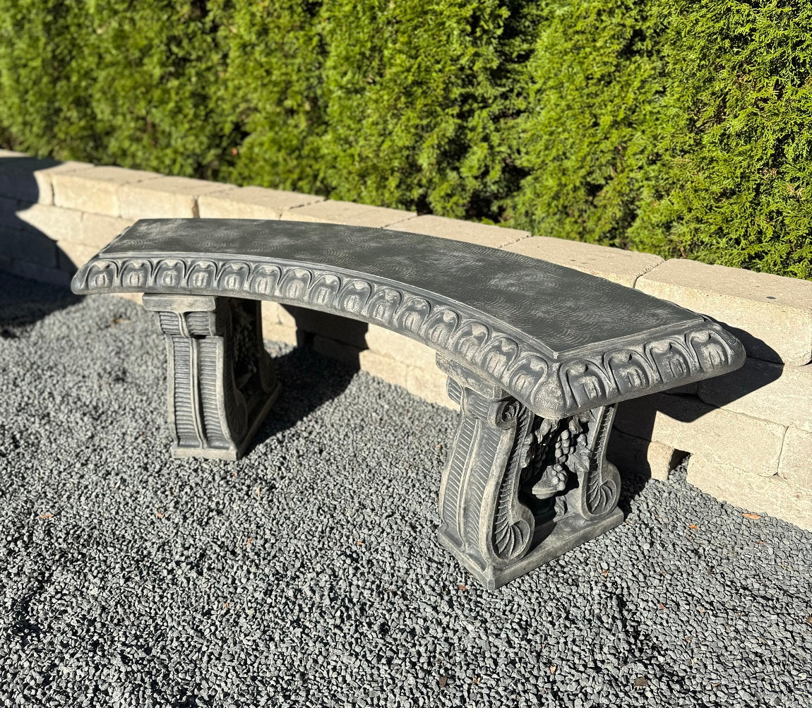 Vineyard style garden bench with grape cluster legs