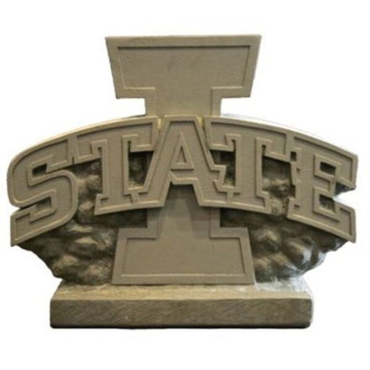 Iowa State College Mascot Cyclones collegiate sculpture with raised STATE lettering