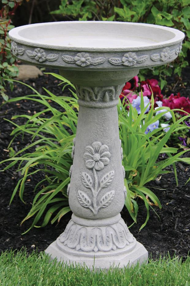 Daisy Bird Bath Cement Garden Accent Sculpture Pedestal Flowers Art