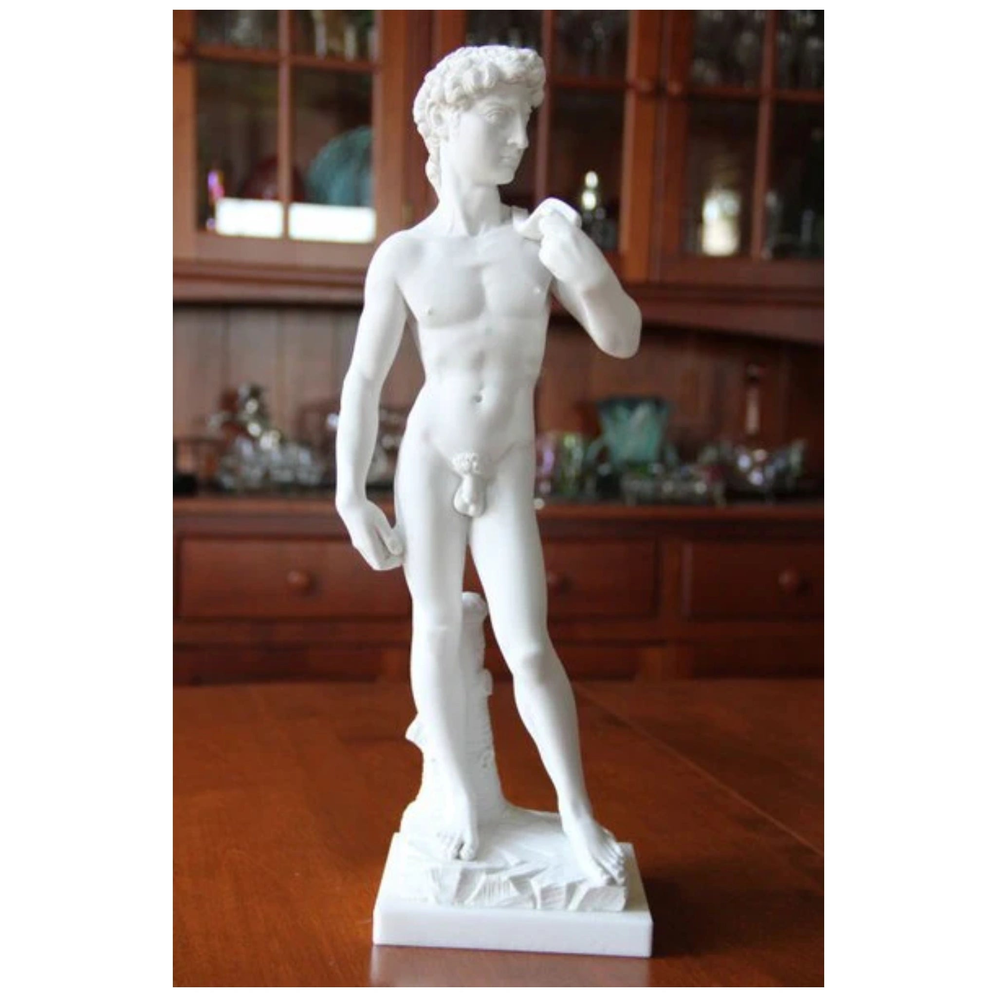 King David By Michelangelo Cast Alabaster Statue – Handmade In Greece – 9.25 Inch