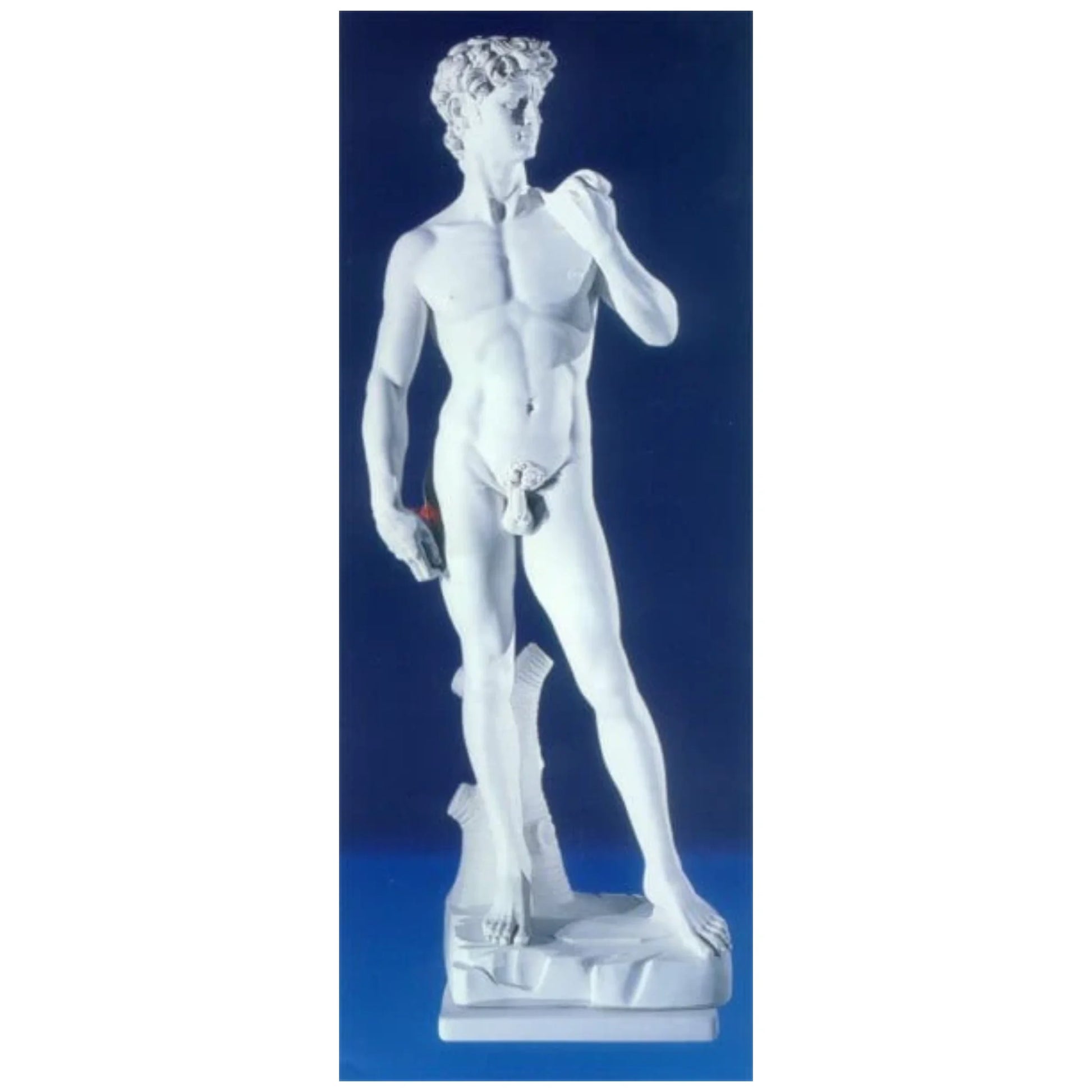 34-inch Italian marble David by Michelangelo statue, classical Renaissance sculpture ideal for art collectors, galleries, or elegant interiors