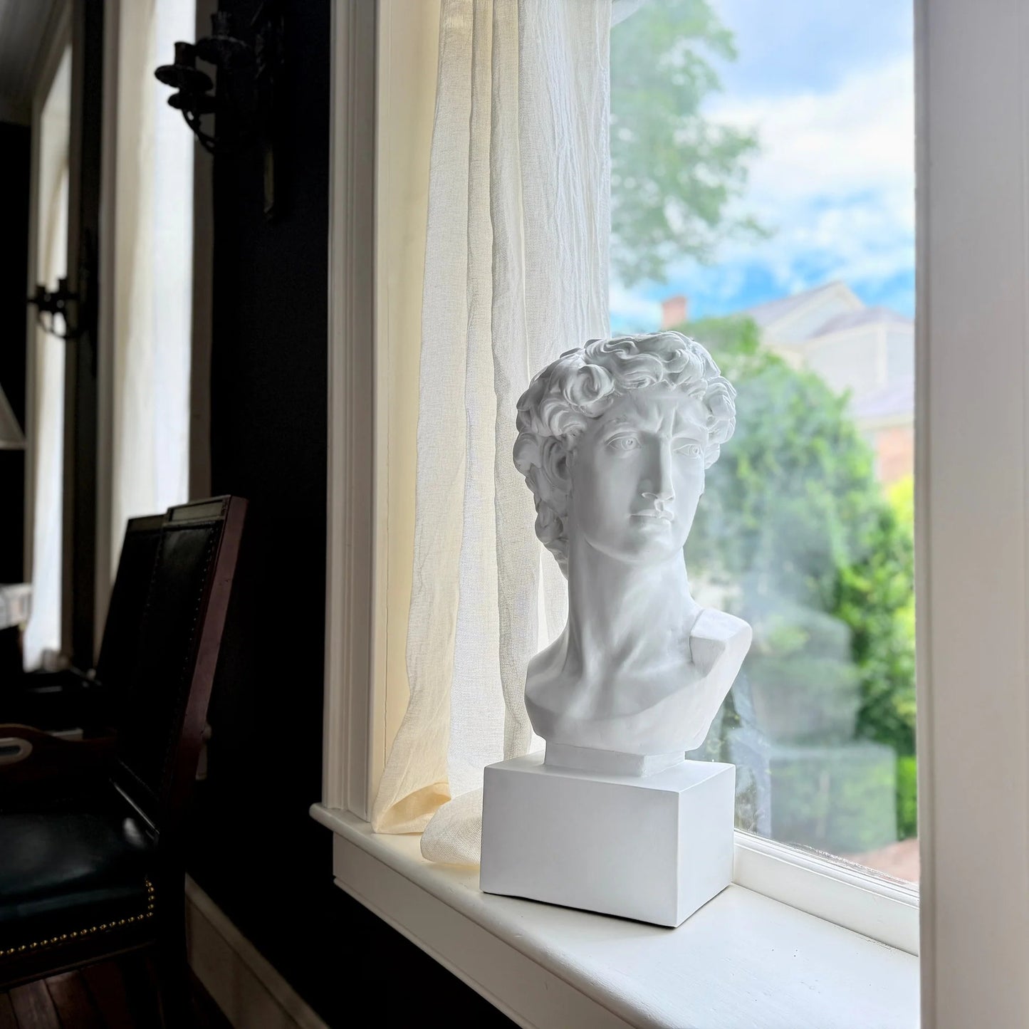 David Bust by Michelangelo on wind ledge portrait sculpture