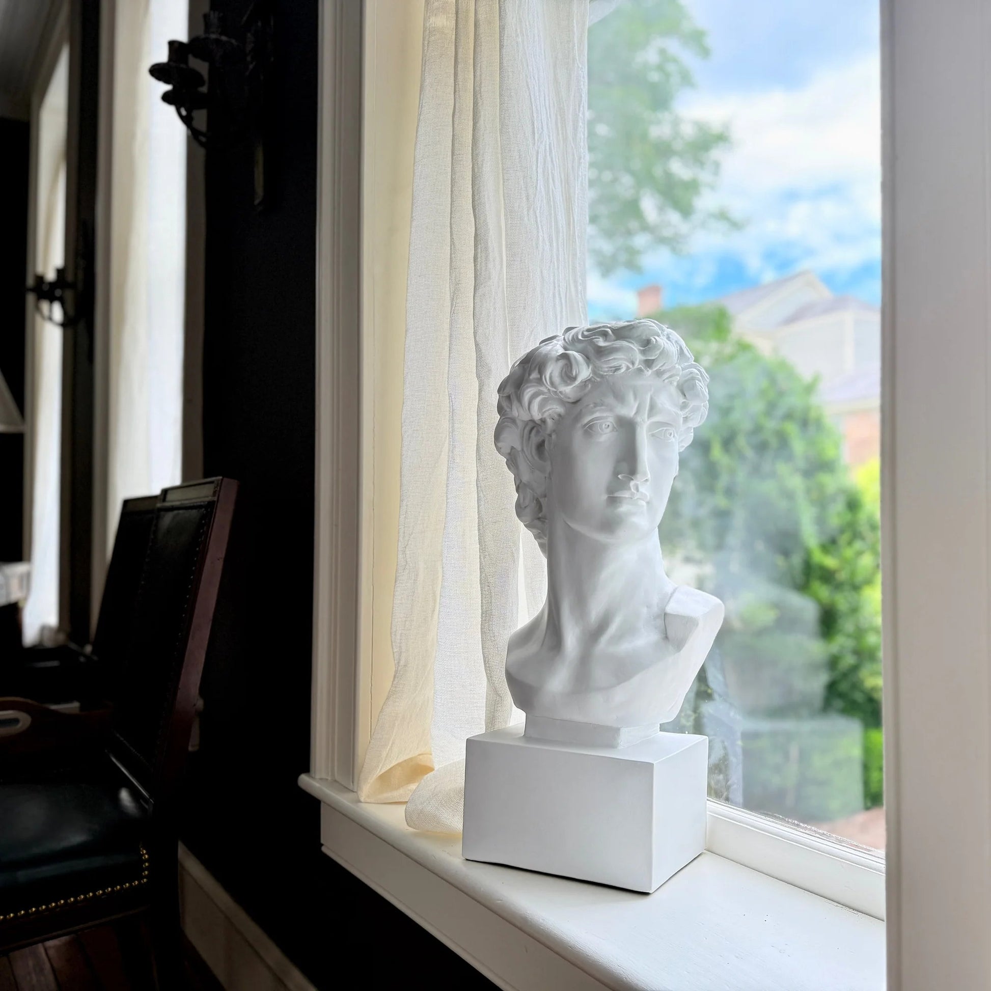 David Bust by Michelangelo on wind ledge portrait sculpture
