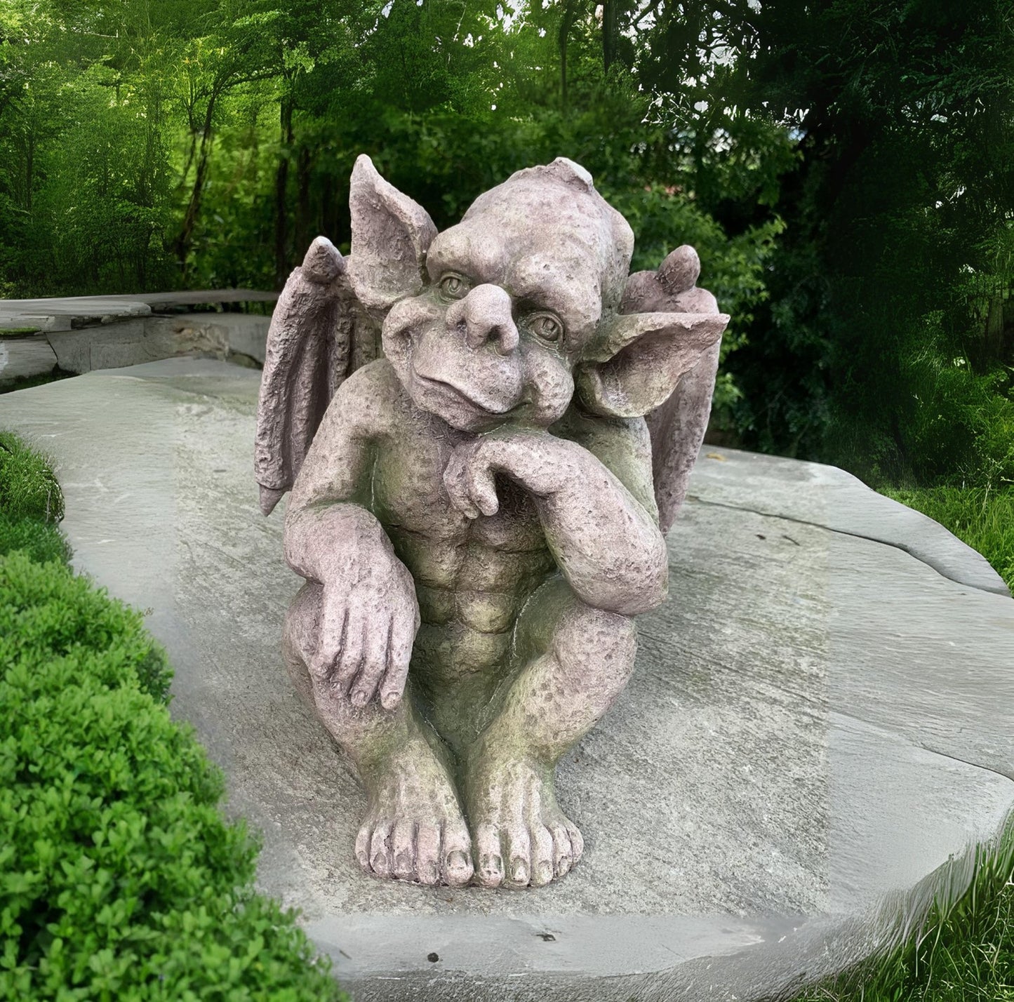 Daydream Gargoyle Garden Statue Smiling outdoor sculpture