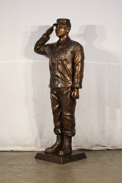 Defender of Freedom Life-Size Bronze Military Memorial Statue Saluting soldier sculpture 