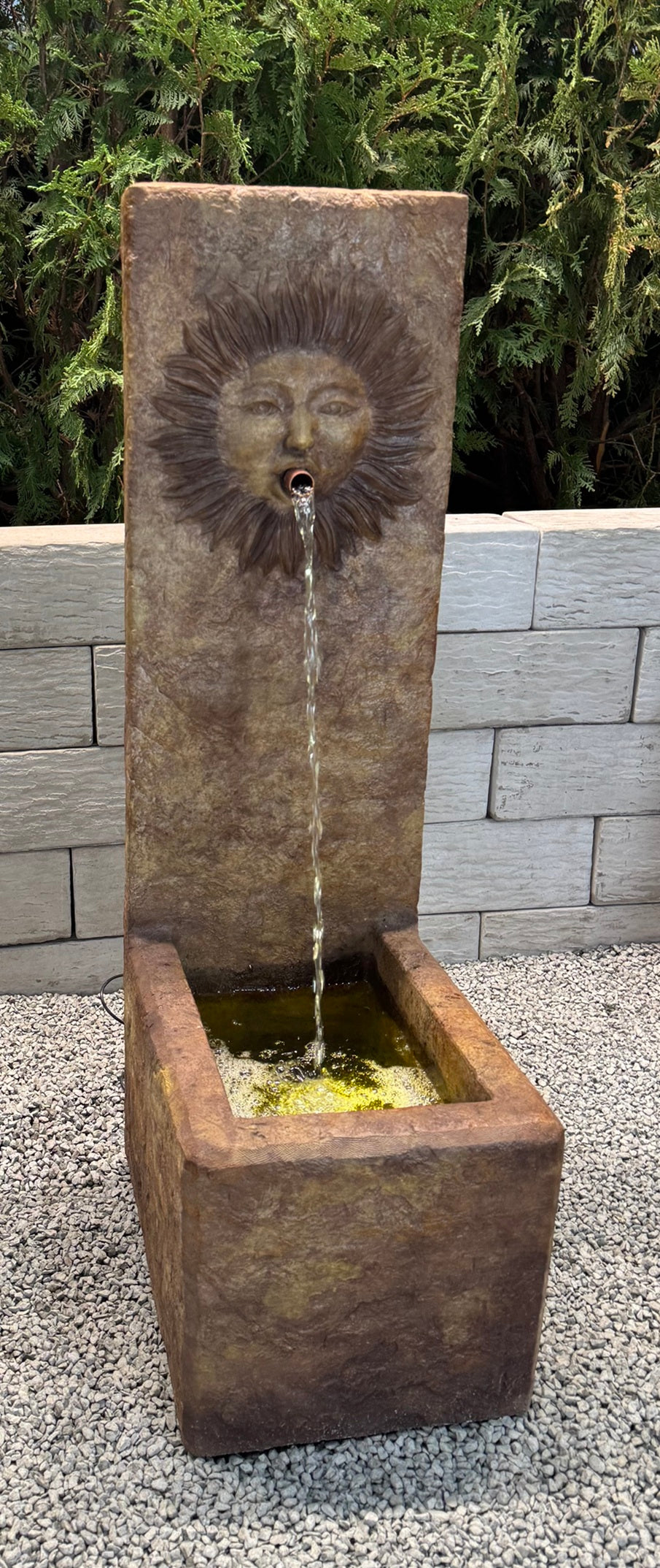 Del Sol Single Spouting Sun Fountain Lighted Piped Water Feature