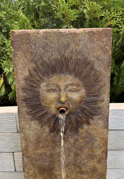Close up of the spout  Del Sol Single Spouting Sun Fountain unique