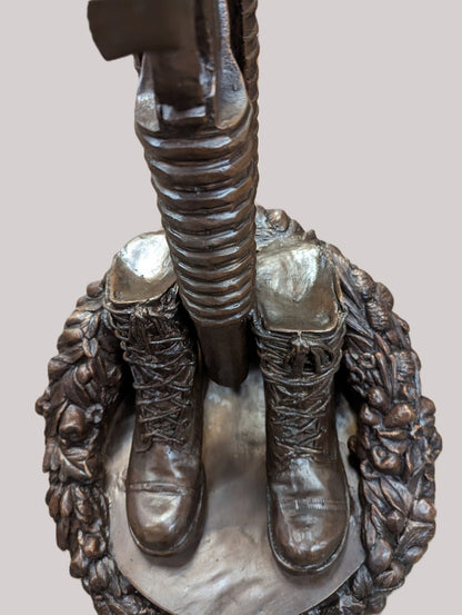 Display Name/Code Guardian of Freedom Bronze Battle Cross Sculpture Memorial top view of statue
