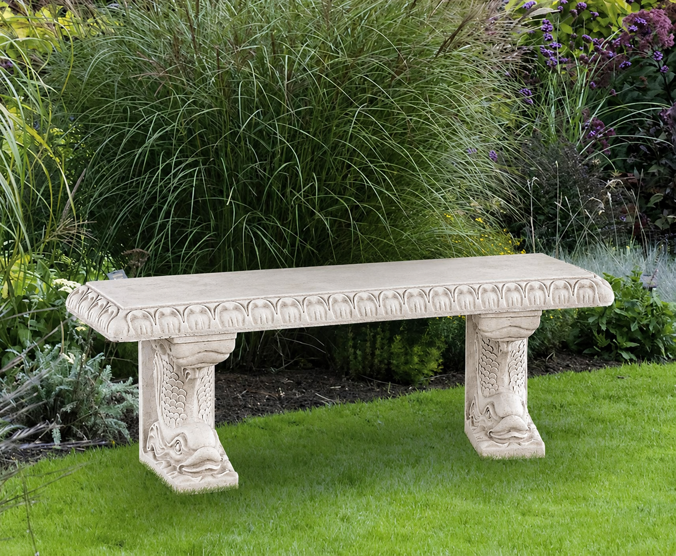 Dolphin-Footed Straight Garden Bench Greco-Roman