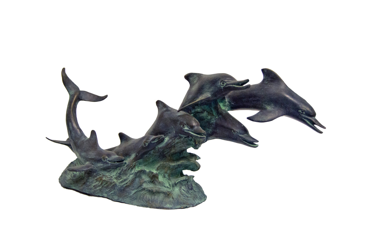 Six Dolphins Riding Wave Bronze Sculpture lost wax process