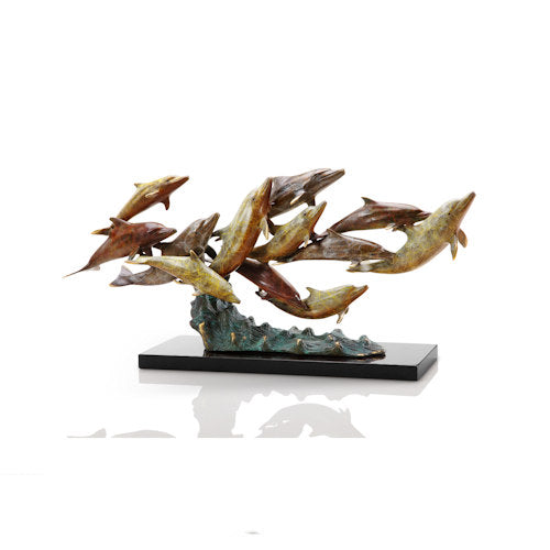 Dolphin Swimming in School Sculpture wildlife art