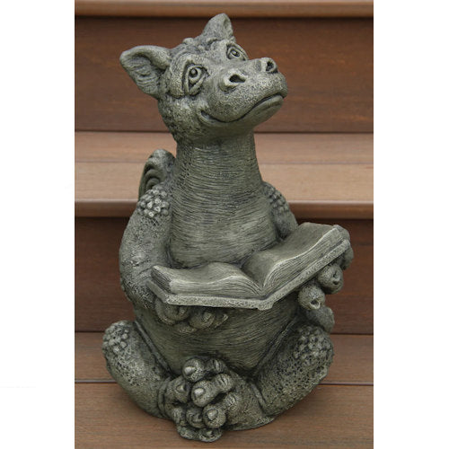 Meet Booksy the Dragon, a whimsical cement garden statue that celebrates imagination and curiosity