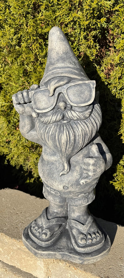 Dude Garden Sculpture Gnome and awesome flip-flops surfer vibe statue