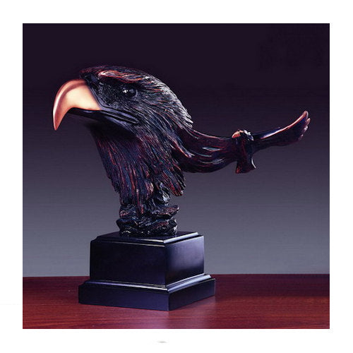 Patriotic eagle trophy with strong beak and detailed feathers great for awards or recognition