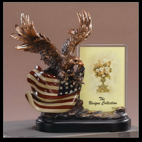 Eagle picture frame on American flag is a wonderful gift, award or trophy