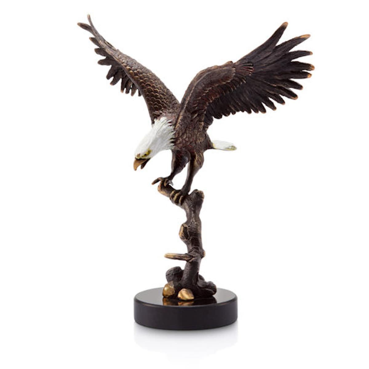 Eagle on Branch Aluminum Sculpture on museum base 
