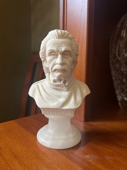 Einstein relativity sculpture with carved name inscription