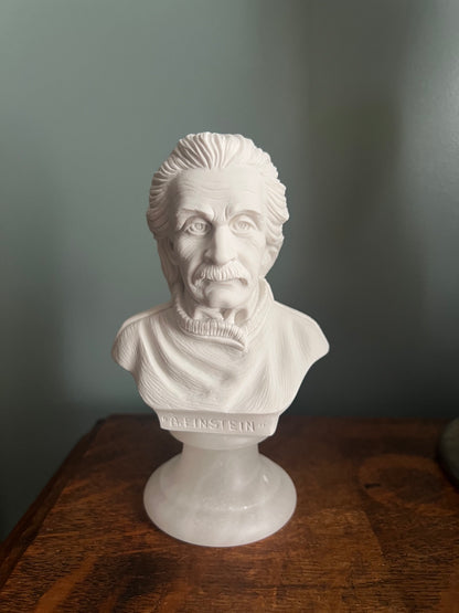 Bonded alabaster bust of Nobel Prize physicist Albert Einstein
