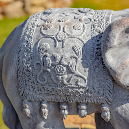 Classic Elephant Garden Statue with Decorative Carved Details