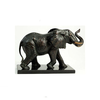 Elephant Sculpture Brass On Wood Base