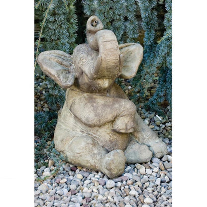 Elephant Sitting Piped Water Feature Statue Spouting fountain Cement