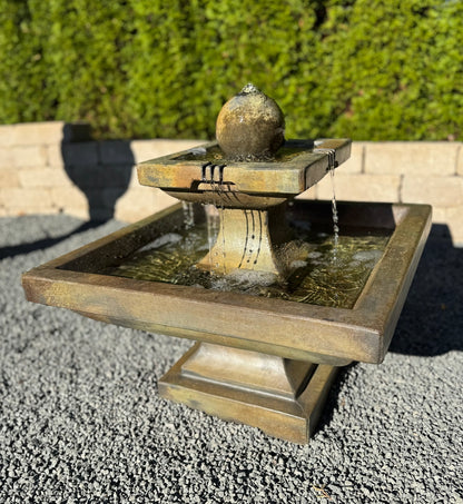 Equinox Fountain with Plume Light Square Basin Modern spillway design