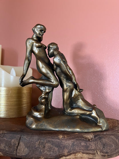 The Eternal Idol Sculpture After Rodin 6" Bronze Finish man kissing her stomach