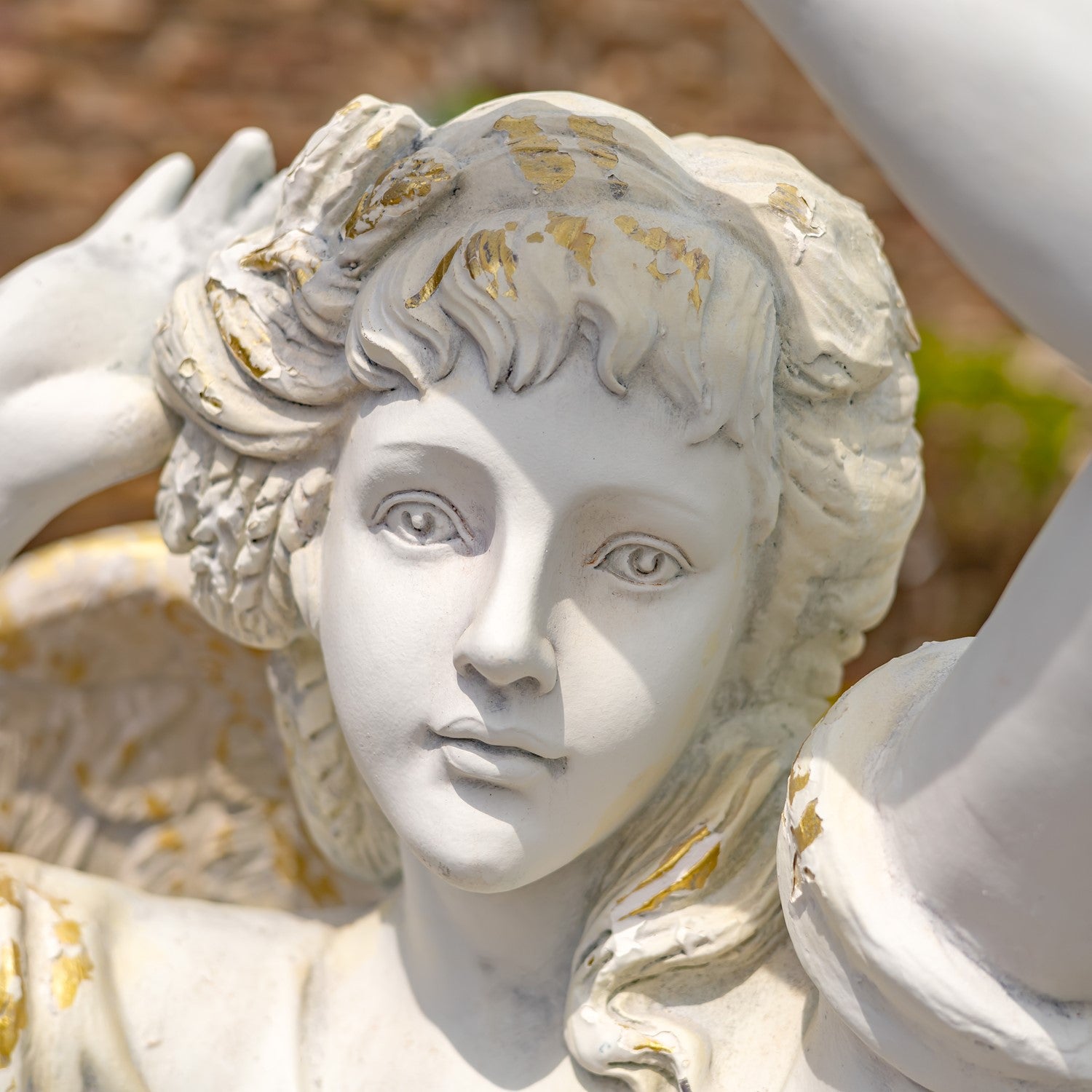 face close up Ethereal Life-Size Angel Statue Heavenly Guardian of Light Estate size sculpture