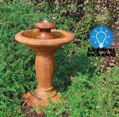 Europa Bubbling Garden Fountain with Light Cement Décor Henri Statuary