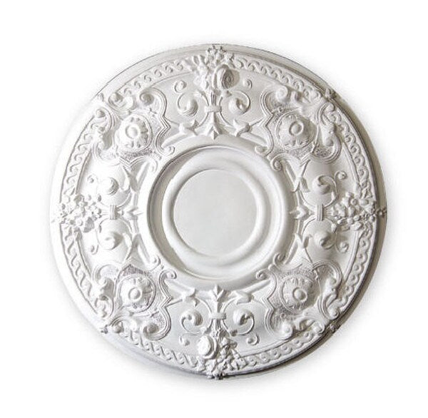 Bright White Ceiling Medallion Tile - Classic Royal Design