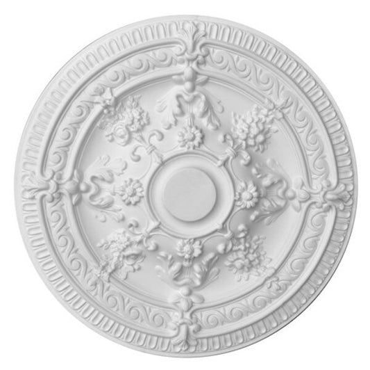 White Scroll Rose Ceiling Medallion 26 Inch