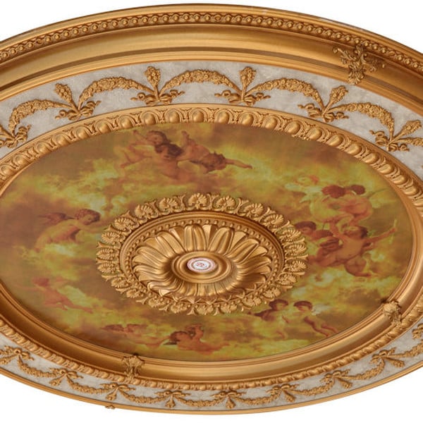 Sistine Cherubs Round Ceiling Medallion Easy Installation Adds Architectur