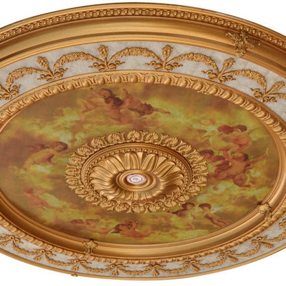 Sistine Cherubs Round Ceiling Medallion Easy Installation Adds Architectur