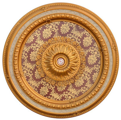 Burgundy Brocade Circle Ceiling Medallion Round Ornate Egg Dart