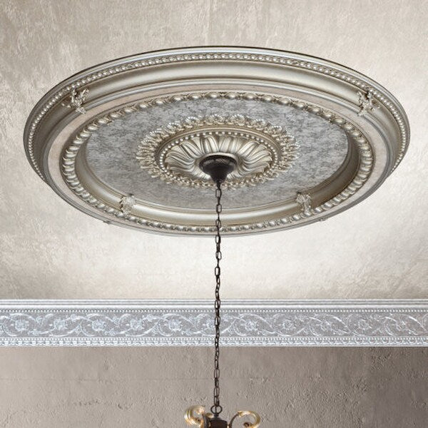 Champagne Round Ceiling Medallions lightweight easy install decorating affordable