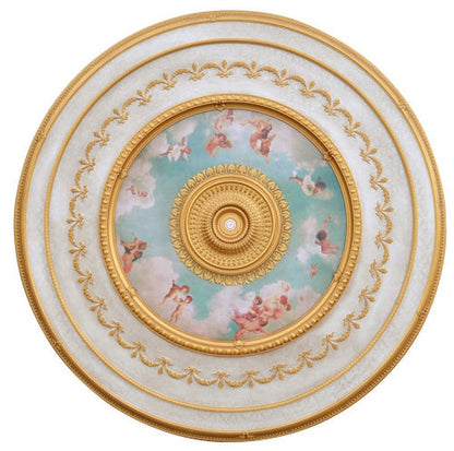 Neoclassical Grand Ceiling Medallion Round angels cupids cherubs