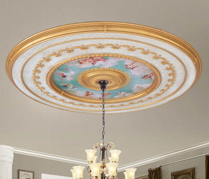 Neoclassical Grand Ceiling Medallion Round angels cupids cherubs new