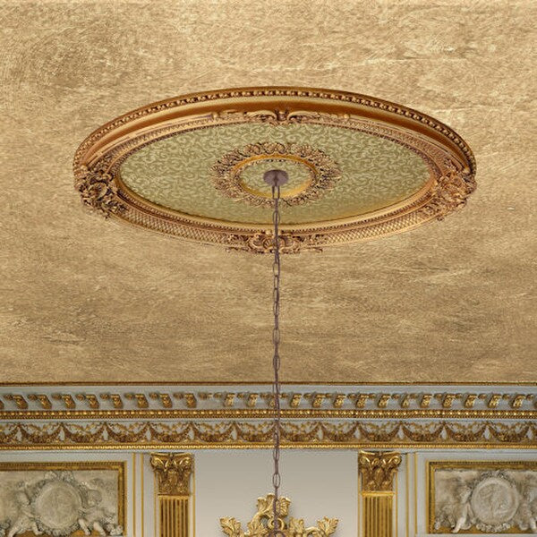 architectural ceiling medallions Golden Oval Sculptural Easy Installation