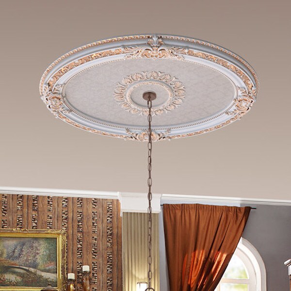 White Oval Chandelier Ceiling Medallion Inspired Lighting Accessory