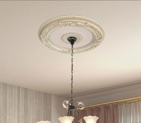 Cream French Round Ceiling Medallion Stunning elegant sculpture recessed