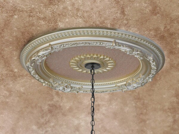 Diameter Rose Gold Petite Round Ceiling Medallion Scolls Shells Decorative