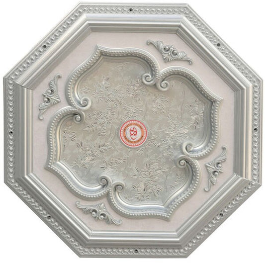 Four Leaf Clover and Silver Frame Octagon Chandelier Ceiling Medallion