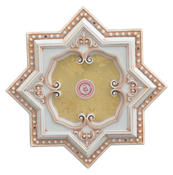Ivory and Gold Eight Pointed Star Chandelier Ceiling Medallion Cool