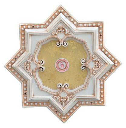Ivory and Gold Eight Pointed Star Chandelier Ceiling Medallion Cool