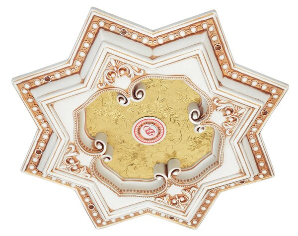 Shapes Ivory and Gold Eight Pointed Star Chandelier Ceiling Medallion