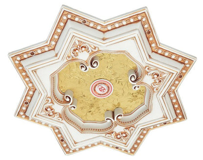 Shapes Ivory and Gold Eight Pointed Star Chandelier Ceiling Medallion