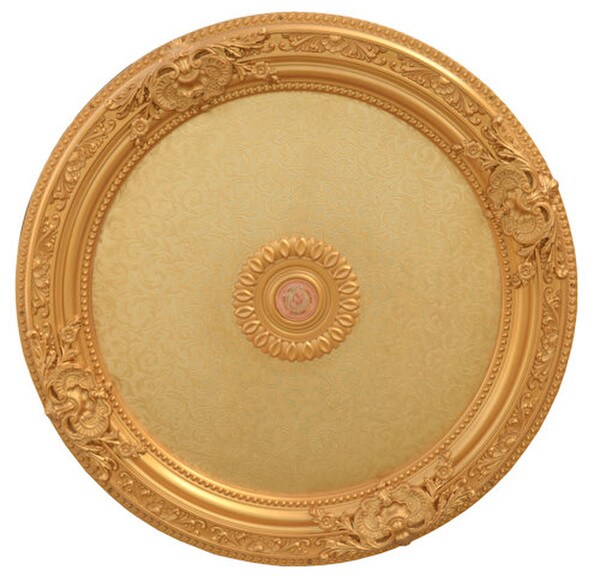 Golden Round Chandelier Ceiling Medallion Elegant decorative sculptural